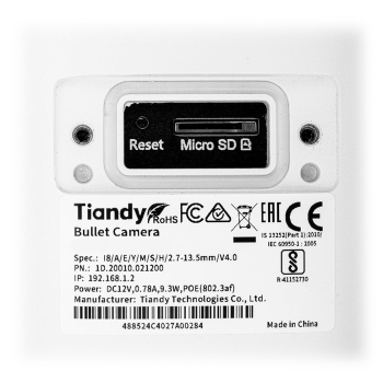 KAMERA IP TC-C32US SPEC:I8/A/E/Y/M/S/H/2.7-13.5MM/V4.0 - 1080p 2.7 ... 13.5 mm - MOTOZOOM TIANDY